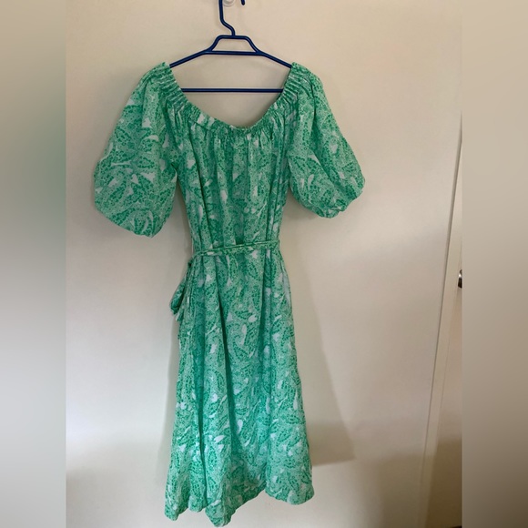 Size 10 Green Seed Heritage Dress Off the Shoulder - Picture 3 of 4